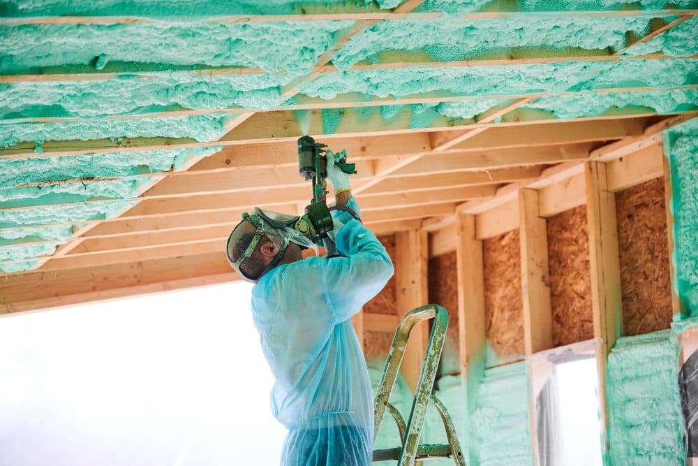 Loft Insulation and Pest Control by Clear Pest Control Clear Pest Control operative replacing loft insulation following pest control and decontamination in North East England