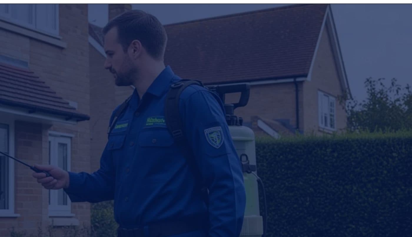 A Clear Pest Control technician working at a property