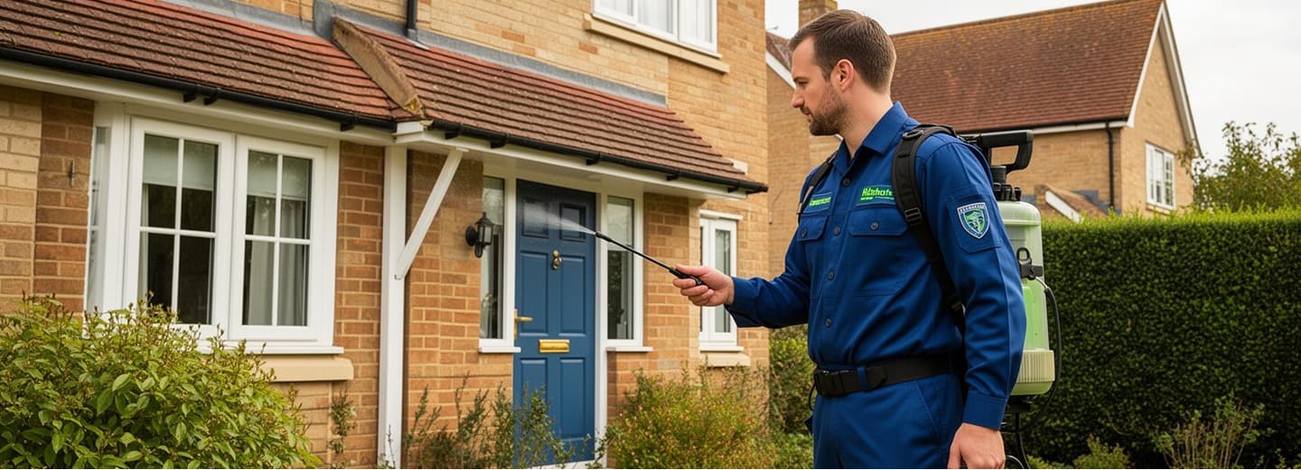 Clear Pest Control technician treating a North East home