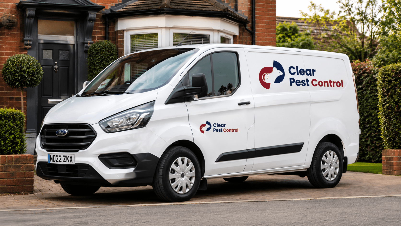 Clear Pest Control branded service van parked outside a home in the North East